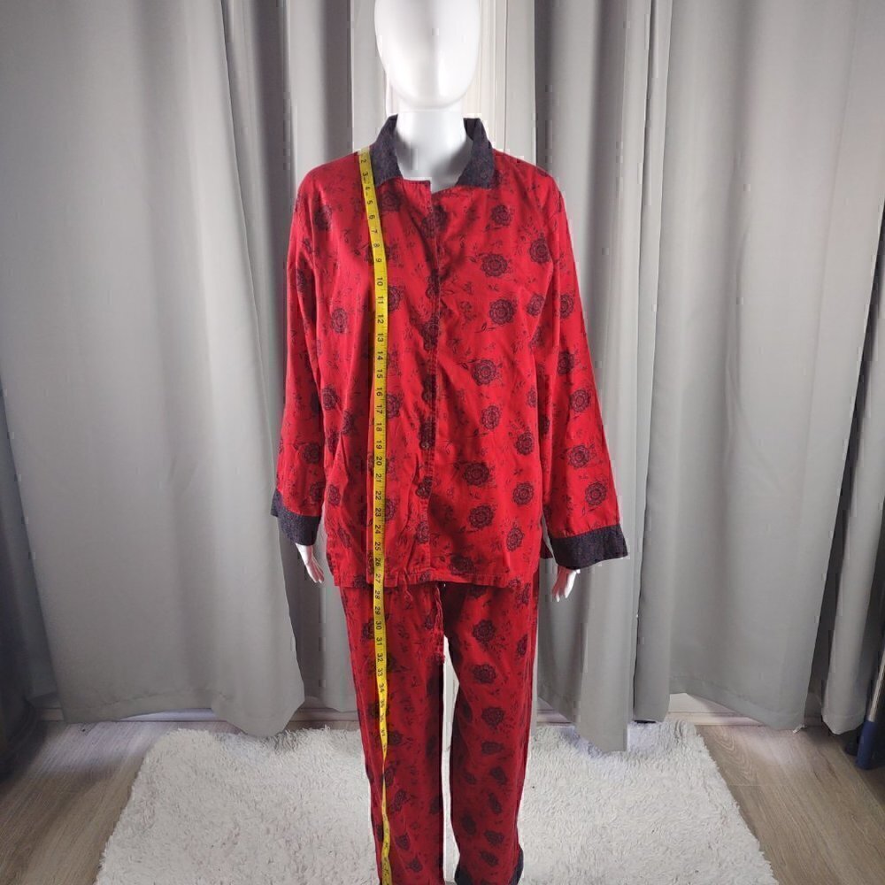 Nautica Rose Pattern Red 100% Cotton Cozy Pajama, Sleepwear Lounge Set Size L - Picture 6 of 16